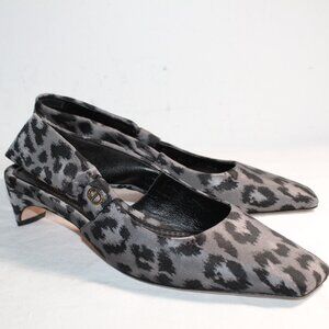 Christian Dior Mizza Leopard Print Slingback Pumps Kitten Heels 40.5
